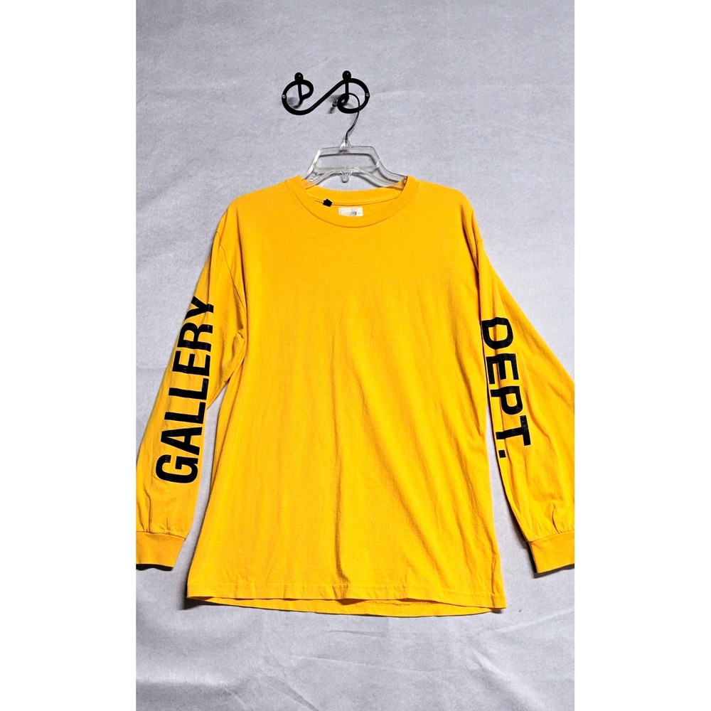 Gallery Dept. Yellow Graphic Logo Knit LS Crew Neck T-Shirt Women's Size M